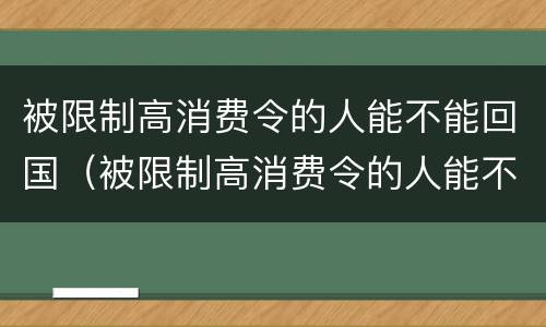 被限制高消费令的人能不能回国（被限制高消费令的人能不能回国工作）