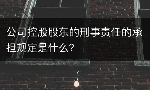 公司控股股东的刑事责任的承担规定是什么？