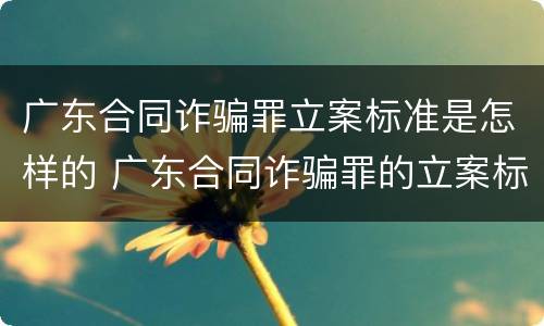 广东合同诈骗罪立案标准是怎样的 广东合同诈骗罪的立案标准量刑