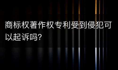 商标权著作权专利受到侵犯可以起诉吗？