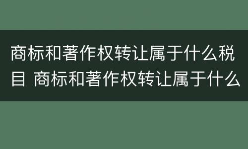 商标和著作权转让属于什么税目 商标和著作权转让属于什么税目类别