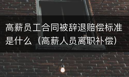 高薪员工合同被辞退赔偿标准是什么（高薪人员离职补偿）