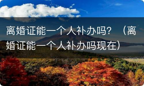 离婚证能一个人补办吗？（离婚证能一个人补办吗现在）