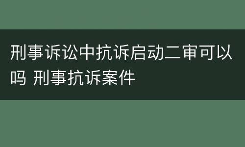 刑事诉讼中抗诉启动二审可以吗 刑事抗诉案件