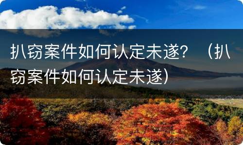 扒窃案件如何认定未遂？（扒窃案件如何认定未遂）