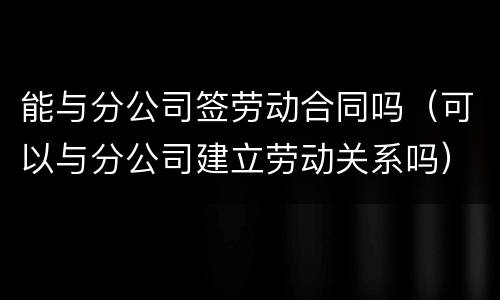 能与分公司签劳动合同吗（可以与分公司建立劳动关系吗）