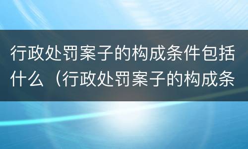 行政处罚案子的构成条件包括什么（行政处罚案子的构成条件包括什么和什么）