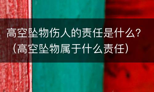 高空坠物伤人的责任是什么？（高空坠物属于什么责任）