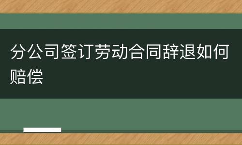 分公司签订劳动合同辞退如何赔偿