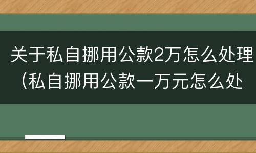 关于私自挪用公款2万怎么处理（私自挪用公款一万元怎么处理）