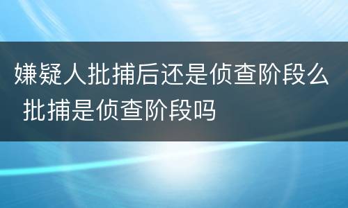 嫌疑人批捕后还是侦查阶段么 批捕是侦查阶段吗