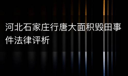 河北石家庄行唐大面积毁田事件法律评析