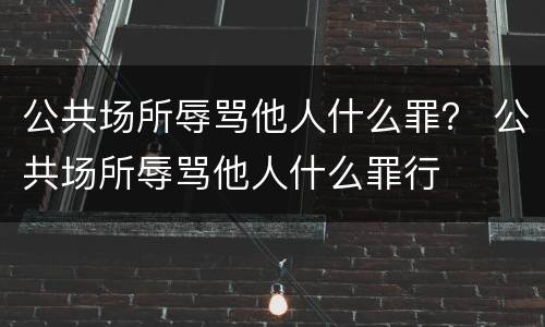 公共场所辱骂他人什么罪？ 公共场所辱骂他人什么罪行