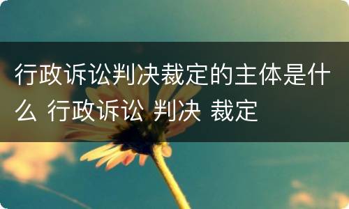 行政诉讼判决裁定的主体是什么 行政诉讼 判决 裁定