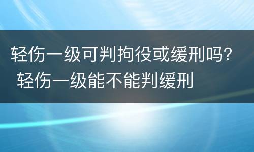 轻伤一级可判拘役或缓刑吗？ 轻伤一级能不能判缓刑