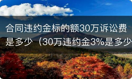 合同违约金标的额30万诉讼费是多少（30万违约金3%是多少）