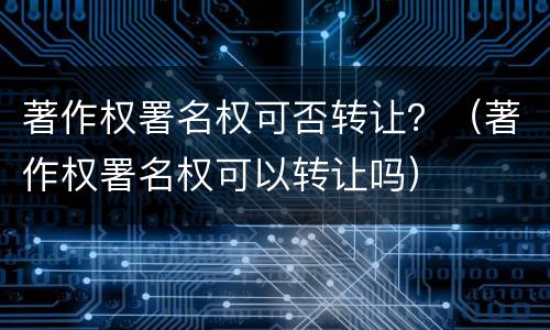 著作权署名权可否转让？（著作权署名权可以转让吗）