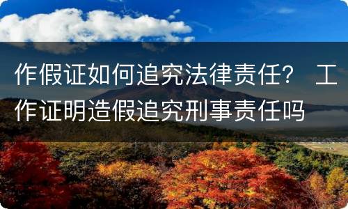 作假证如何追究法律责任？ 工作证明造假追究刑事责任吗