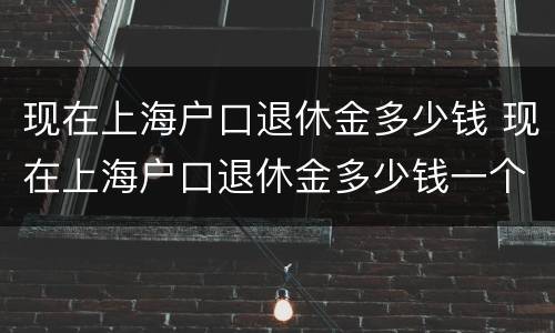 现在上海户口退休金多少钱 现在上海户口退休金多少钱一个月