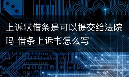 上诉状借条是可以提交给法院吗 借条上诉书怎么写