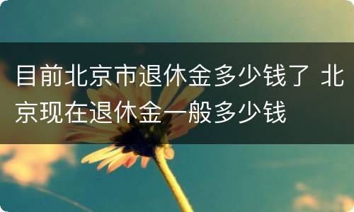 目前北京市退休金多少钱了 北京现在退休金一般多少钱