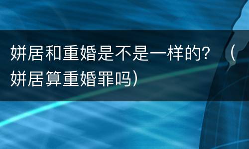 姘居和重婚是不是一样的？（姘居算重婚罪吗）