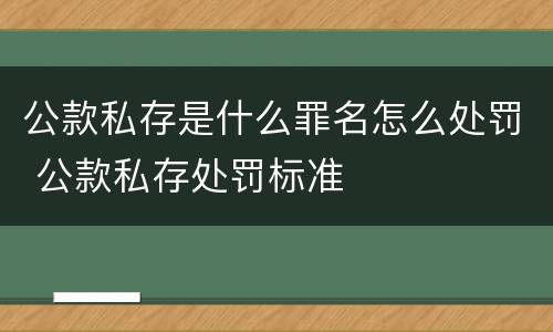 公款私存是什么罪名怎么处罚 公款私存处罚标准