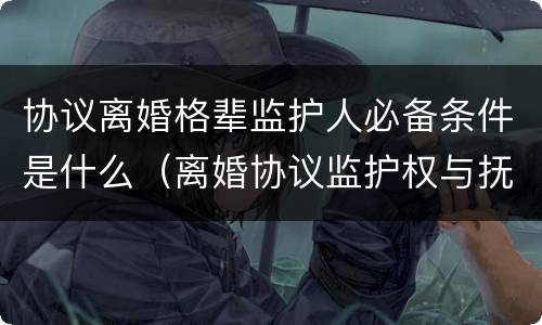 协议离婚格辈监护人必备条件是什么（离婚协议监护权与抚养权有什么区别）