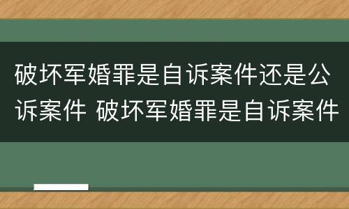 破坏军婚罪是自诉案件还是公诉案件 破坏军婚罪是自诉案件还是公诉案件呢