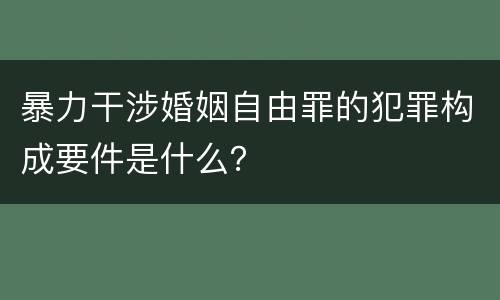 暴力干涉婚姻自由罪的犯罪构成要件是什么？