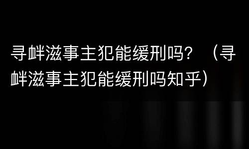 寻衅滋事主犯能缓刑吗？（寻衅滋事主犯能缓刑吗知乎）