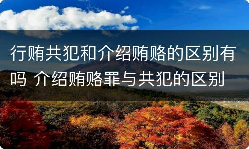 行贿共犯和介绍贿赂的区别有吗 介绍贿赂罪与共犯的区别