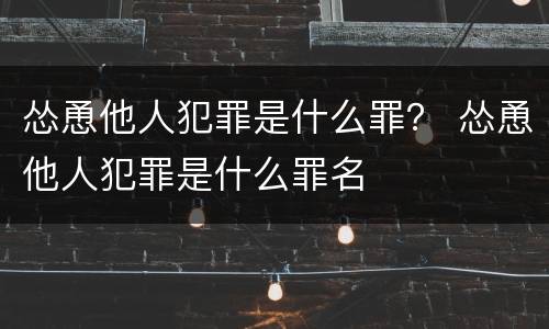 怂恿他人犯罪是什么罪？ 怂恿他人犯罪是什么罪名