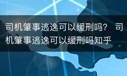 司机肇事逃逸可以缓刑吗？ 司机肇事逃逸可以缓刑吗知乎