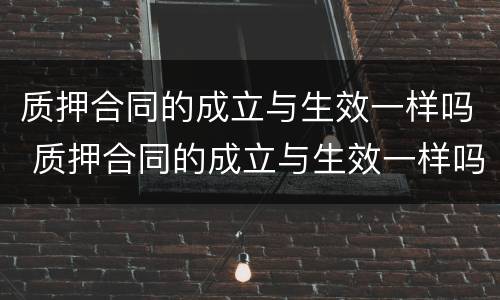 质押合同的成立与生效一样吗 质押合同的成立与生效一样吗