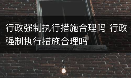 行政强制执行措施合理吗 行政强制执行措施合理吗