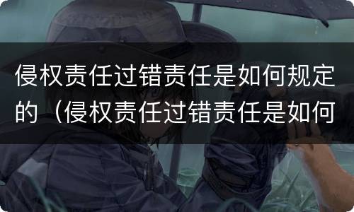 侵权责任过错责任是如何规定的（侵权责任过错责任是如何规定的呢）