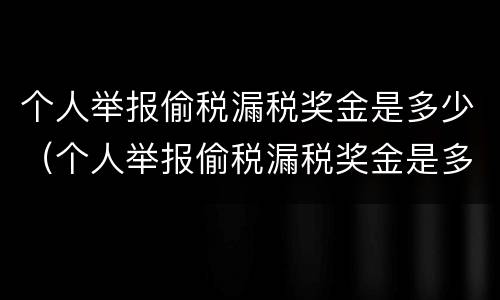 个人举报偷税漏税奖金是多少（个人举报偷税漏税奖金是多少啊）