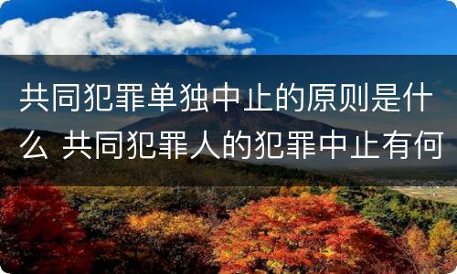 共同犯罪单独中止的原则是什么 共同犯罪人的犯罪中止有何特点