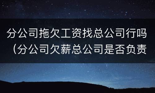 分公司拖欠工资找总公司行吗（分公司欠薪总公司是否负责）