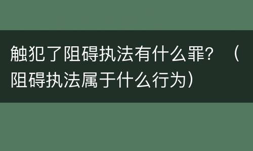 触犯了阻碍执法有什么罪？（阻碍执法属于什么行为）