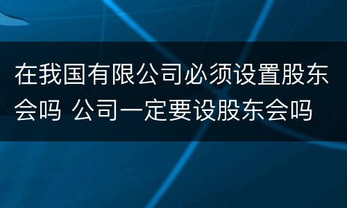 在我国有限公司必须设置股东会吗 公司一定要设股东会吗