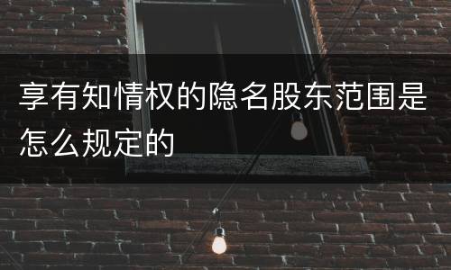 享有知情权的隐名股东范围是怎么规定的