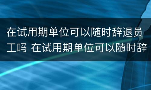 在试用期单位可以随时辞退员工吗 在试用期单位可以随时辞退员工吗