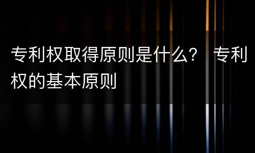 专利权取得原则是什么？ 专利权的基本原则