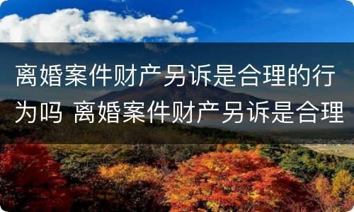 离婚案件财产另诉是合理的行为吗 离婚案件财产另诉是合理的行为吗为什么