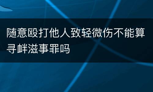 随意殴打他人致轻微伤不能算寻衅滋事罪吗