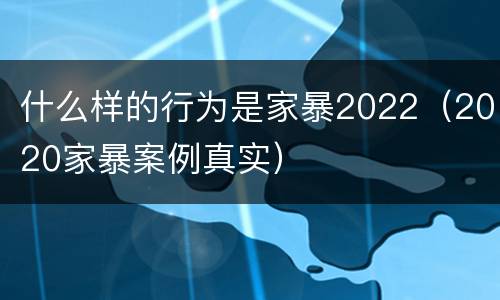 什么样的行为是家暴2022（2020家暴案例真实）