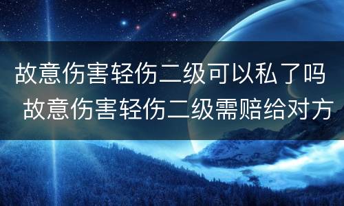 故意伤害轻伤二级可以私了吗 故意伤害轻伤二级需赔给对方多少钱私了