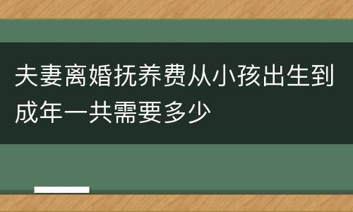 夫妻离婚抚养费从小孩出生到成年一共需要多少